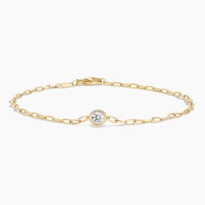 Round Lab Diamond Paperclip Bracelet