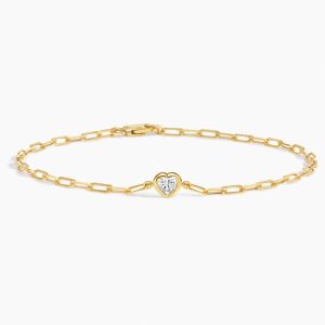 Heart Lab Diamond Paperclip Bracelet