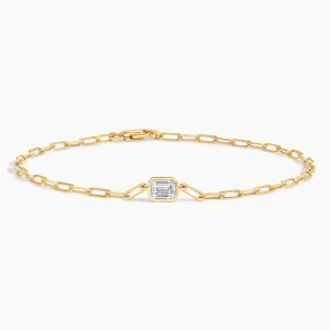 Emerald Cut Lab Diamond Paperclip Bracelet