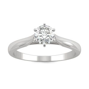 Petite Round Moissanite Solitaire Engagement Ring
