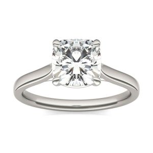 Cushion Moissanite Cathedral Solitaire Engagement Ring