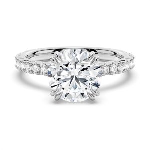 Moissanite Solitaire Ring with Pav鑼?Accents